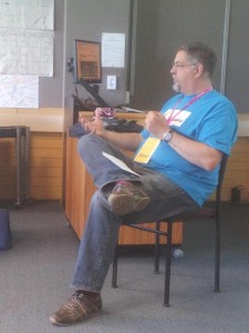 Kevin at the Nethui conference leading an accessibility session.